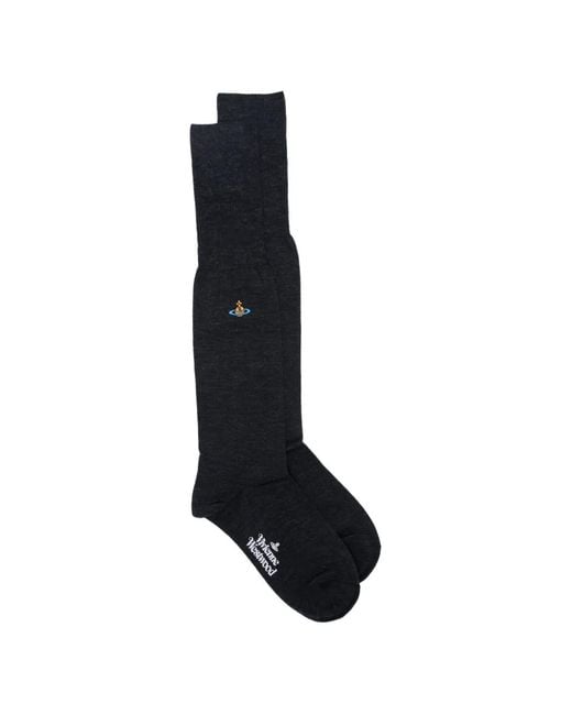 Vivienne Westwood Black Orb-Embroidered Socks