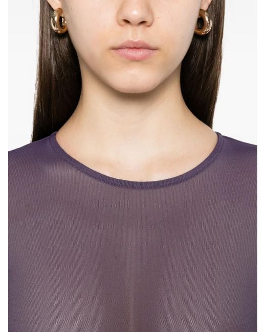 Alex Perry Purple Sheer Mesh Bodysuit
