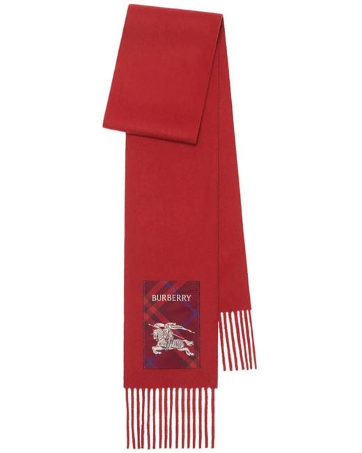 Burberry Red Check-Label Cashmere Scarf