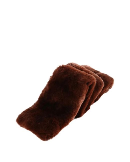Yves Salomon Brown Shearling-Effect Scarf