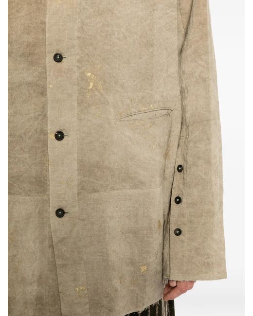 Ziggy Chen Natural Patchwork Collarless Shirt for men