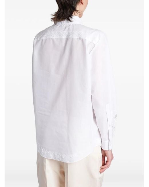 Magda Butrym White Lace-Trimmed Cut-Out Shirt