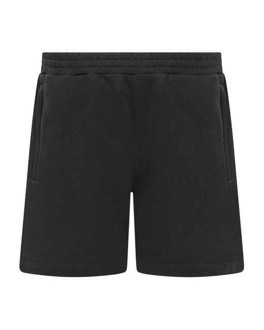 14 Bros Black Cotton Track Shorts for men