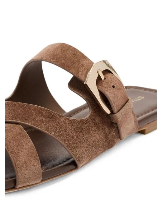 Stuart Weitzman Brown Buckle-Fastening Crossover Sandals