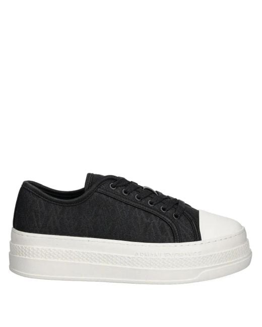 ARMANI EXCHANGE Black Logo-Pattern Platform Sneakers