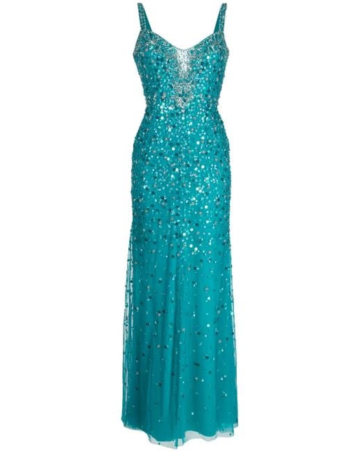 Jenny Packham Blue Alana Abendkleid Mit Pailletten