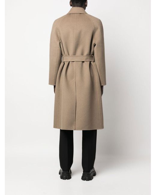 Fendi Brown Belted Wool Coat for men