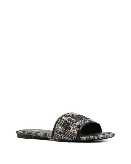 Furla White Brezza Monogram-Pattern Flat Sandals