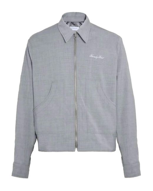 FAMILY FIRST Gray Embroidered Zip-Up Jacket for men