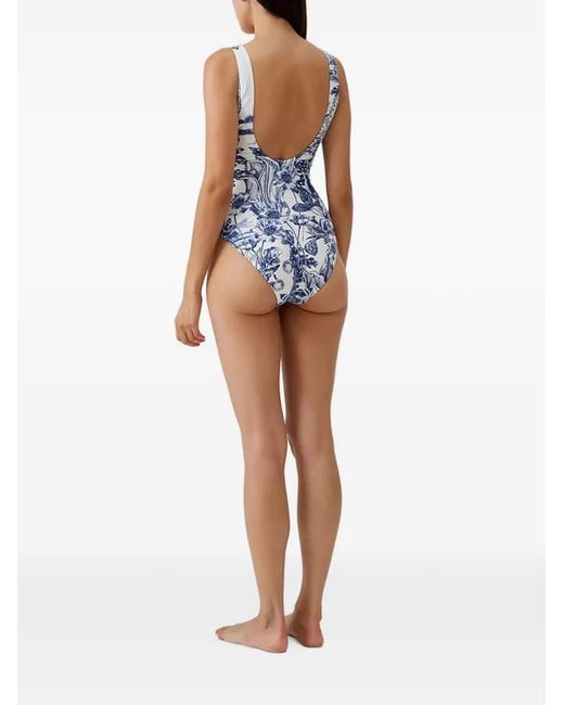 Melissa Odabash Blue Nevada Floral-Print Swimsuit