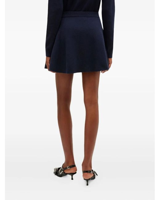 Ganni Blue Cashmere Wool Mini Skirt