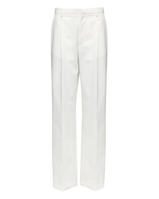 MM6 by Maison Margiela White Pleated Tailored Trousers