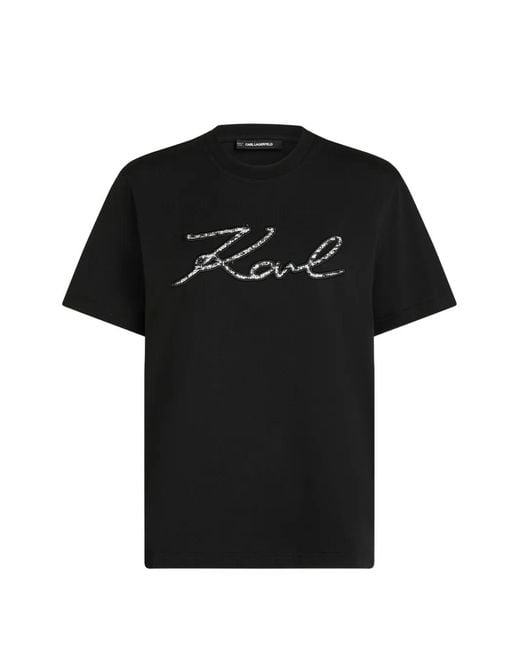 Karl Lagerfeld Black Signature Bouclé T-Shirt