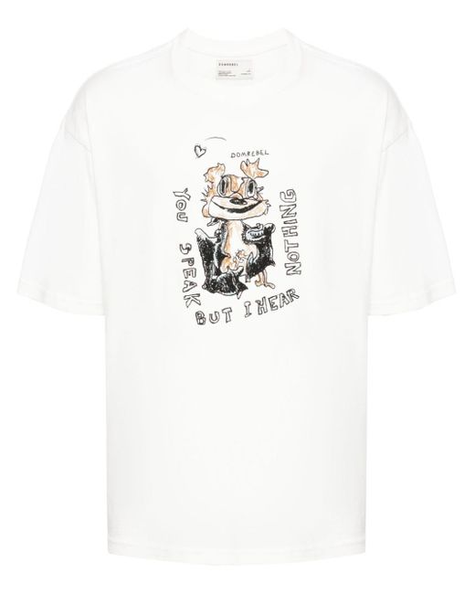 DOMREBEL White Speak Graphic-print Cotton T-shirt for men