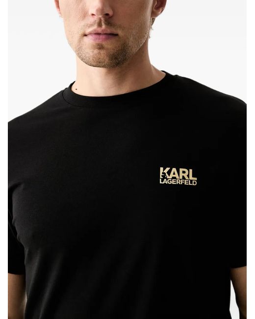 Karl Lagerfeld Black Logo-Print Crew-Neck T-Shirt for men