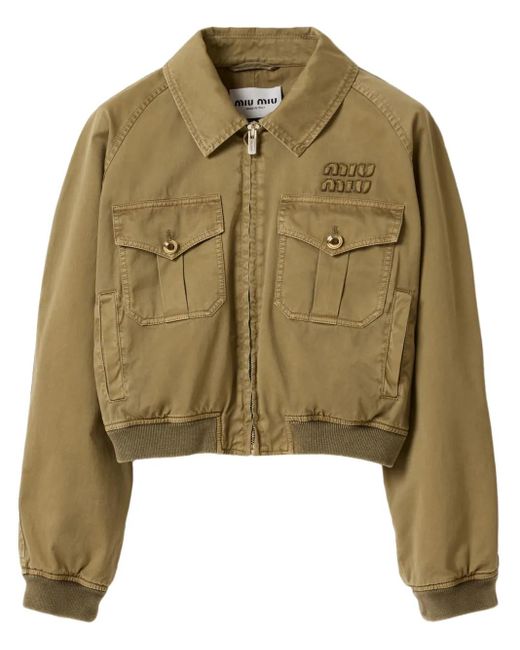 Miu Miu Brown Stückgefärbte Bomberjacke
