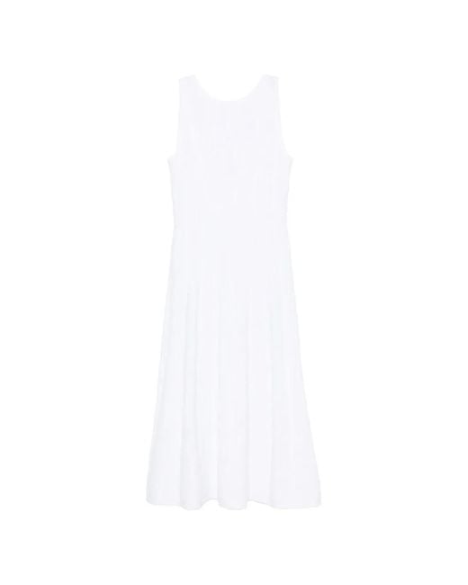 D.exterior White Sleeveless Jacquard-Effect Midi Dress