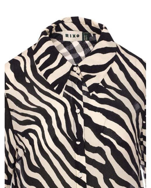Rixo White Havan Zebra-Print Shirt