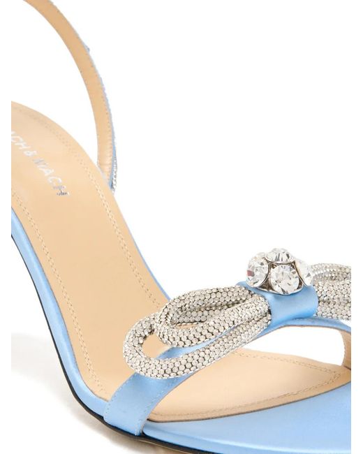 Mach & Mach White Double Bow Ankle-Strap Sandals