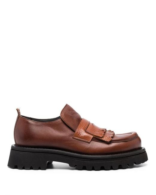 Moma Brown Mocassino Leather Loafers