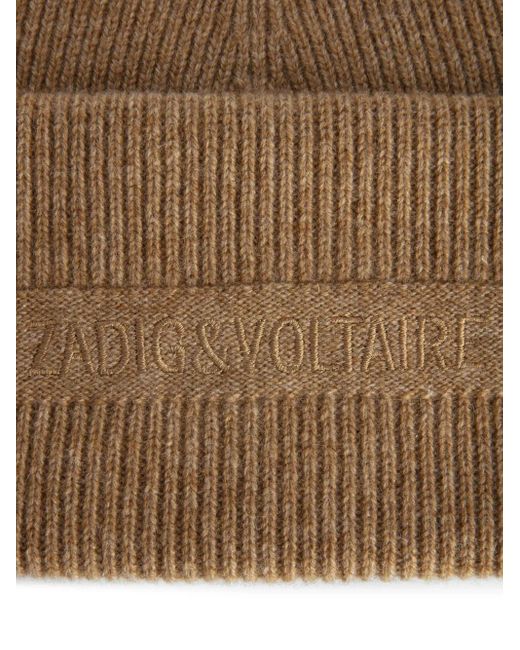 Zadig & Voltaire Brown Cashmere Beanie Hat