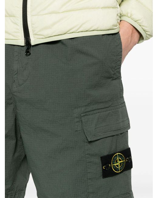 Stone Island Green Compass-badge Cargo Shorts for men