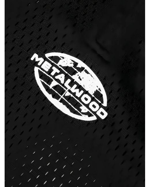 METALWOOD STUDIO Black Quarter-Zip Jersey Polo Shirt for men