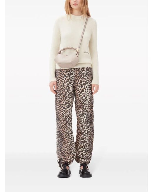 Ganni White Leopard-Print Cargo Pants