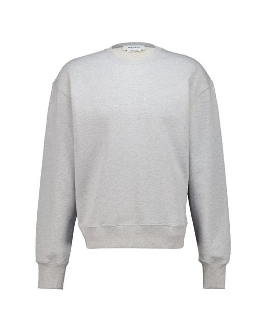 McQueen Gray Embossed-Logo Sweatshirt for men