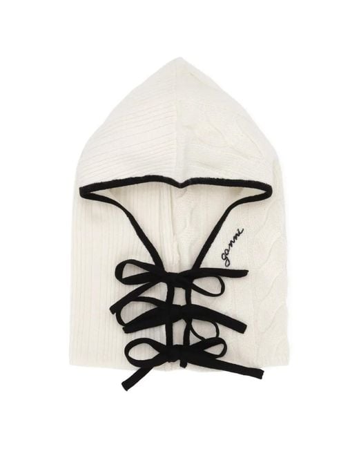 Ganni White Cable-Knit Balaclava