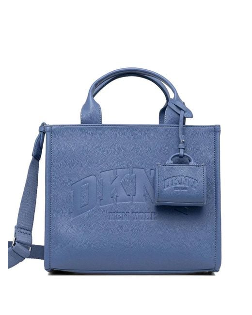 DKNY Blue Logo-Embossed Charm Tote Bag