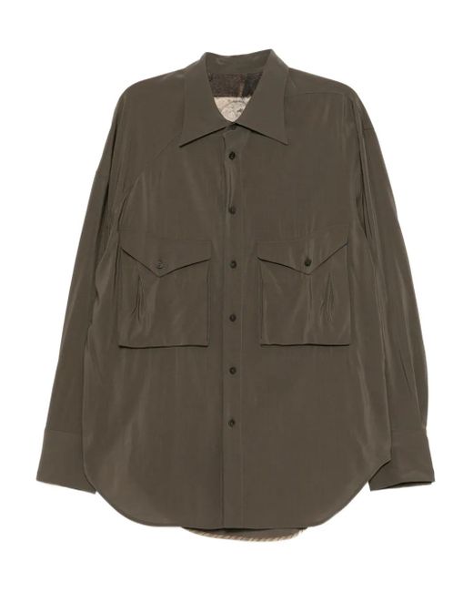 Ziggy Chen Gray Curved-Hem Shirt for men