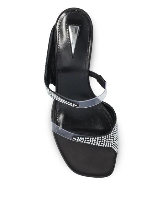NODALETO Black Rhinestone-Embellished Sandals