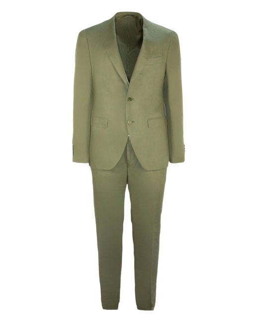 Canali Green Two-Button Single-Breasted Linen Suit for men