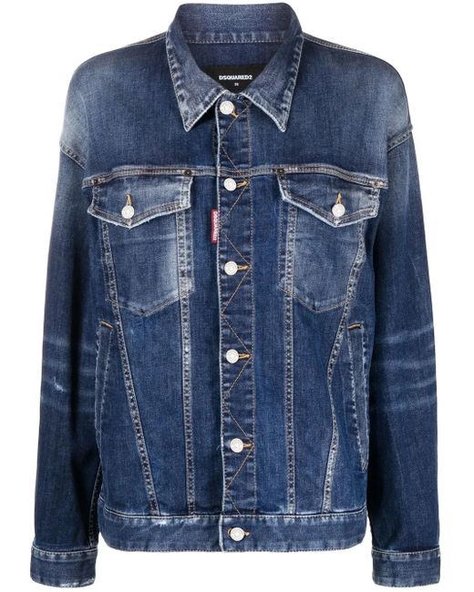 DSquared² Blue Distressed Denim Jacket
