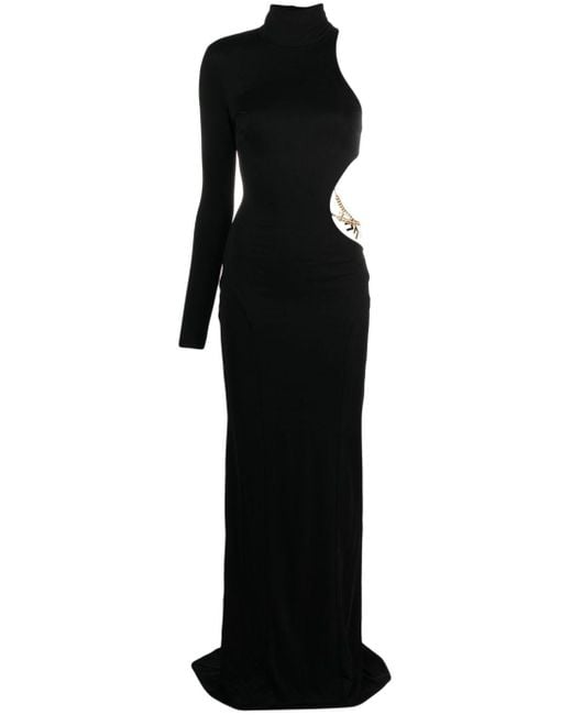 Elisabetta Franchi Black Red Carpet One-shoulder Cut-out Maxi Dress