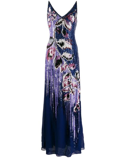 Emilio Pucci Blue Sequin Embellished Peony Dress
