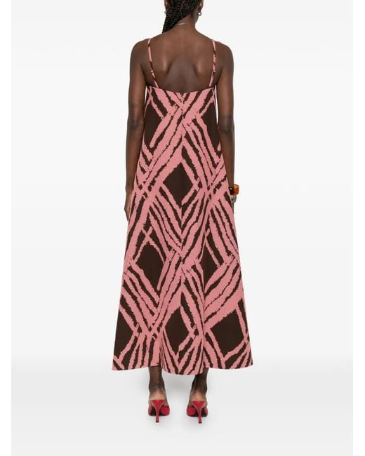 Joseph Red Banna-Print Midi Dress