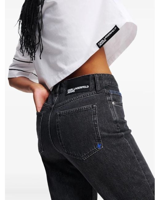 Karl Lagerfeld Blue Logo-Patch Jeans