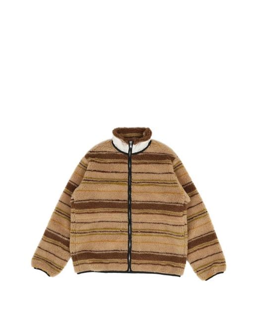 RANRA Brown River Striped Fleece Jacket for men