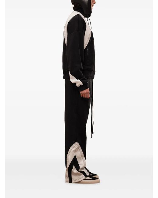 ROUGH Black Contrast Side-Pockets Track Pants