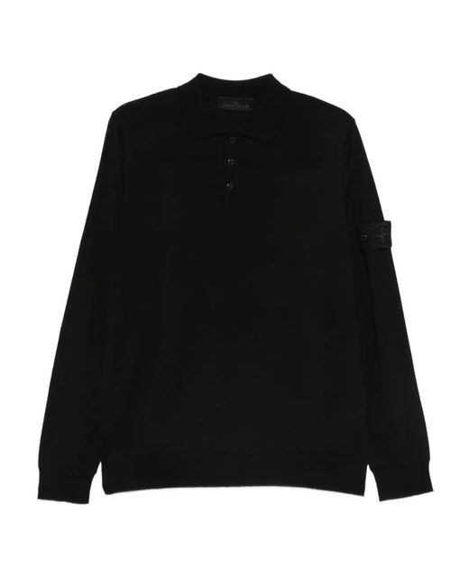 Stone Island Black Ghost Long-Sleeve Polo Shirt for men