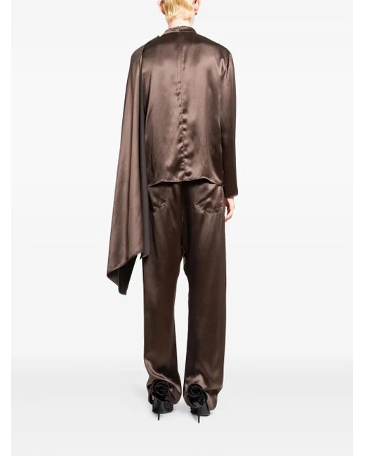 Magda Butrym Natural Draped Silk Blouse