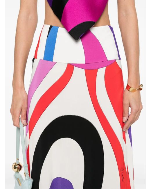 Emilio Pucci Maxi-Rok Met Print in het Red
