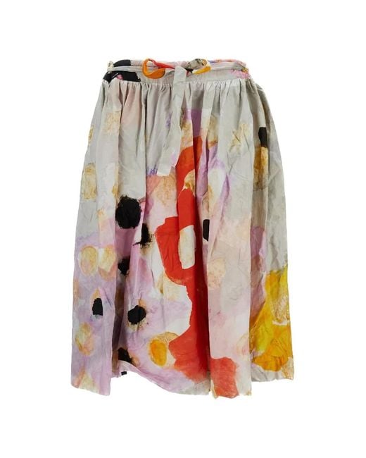 Daniela Gregis White Printed Midi Skirt