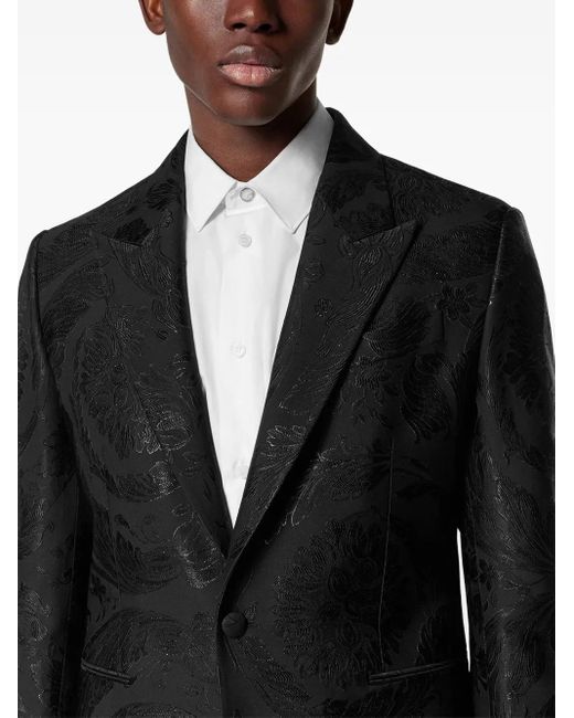 Versace Black Jacquard Wool-Blend Blazer for men
