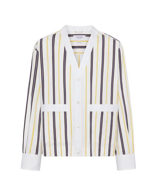 Thom Browne White Repp Striped Poplin Shirt for men