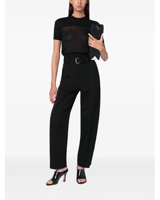 Sportmax Black Ribbed-Hem T-Shirt