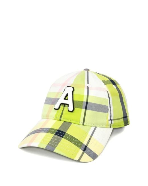Aape By A Bathing Ape Green Checked-Pattern Logo-Patch Cap for men