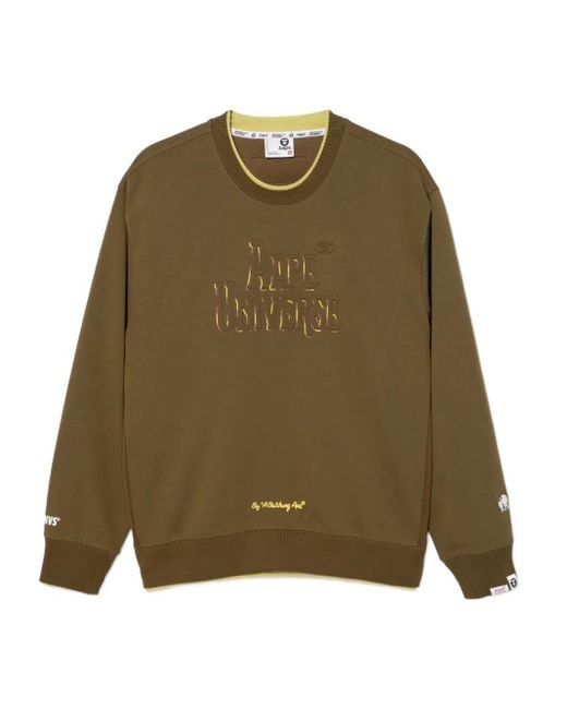 Aape By A Bathing Ape Green Logo-Embossed Sweatshirt for men